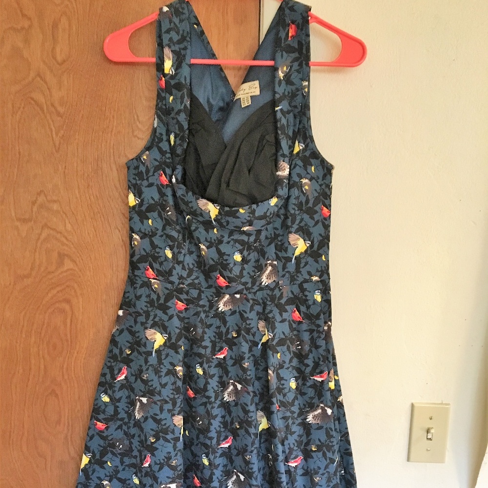 Lindy Bop blue bird Ophelia dress, size medium